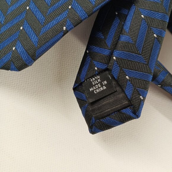 NWT $55 Alfani Devon Men's Formal Necktie Silk Blend Jacquard Blue Black One Sz - Picture 9 of 10